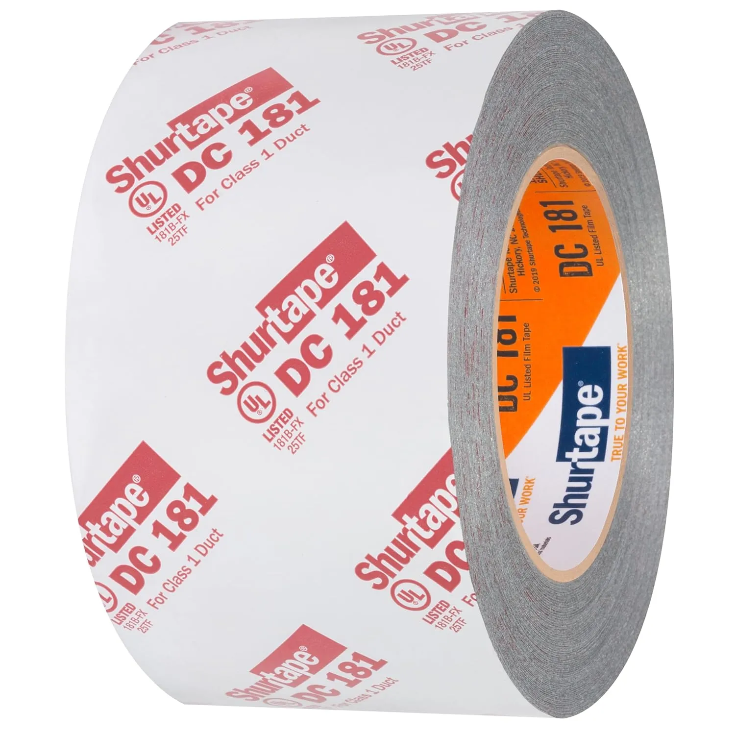 Shurtape DC 181 UL 181B-FX Listed/Printed Film Tape, 72mm x 110m, Metalized Print, 1 Roll (207113)