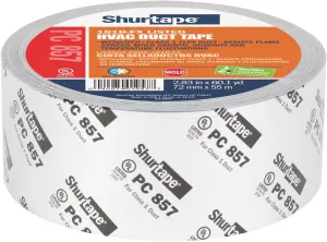 Shurtape PC 857 UL 181B-FX Listed/Printed Cloth Waterproof HVAC Duct Tape, Use to Seal Seam and Join Class 1 Flex Duct, 72mm x 55 Meters, Silver Metal Printed, 1 Roll (101014)