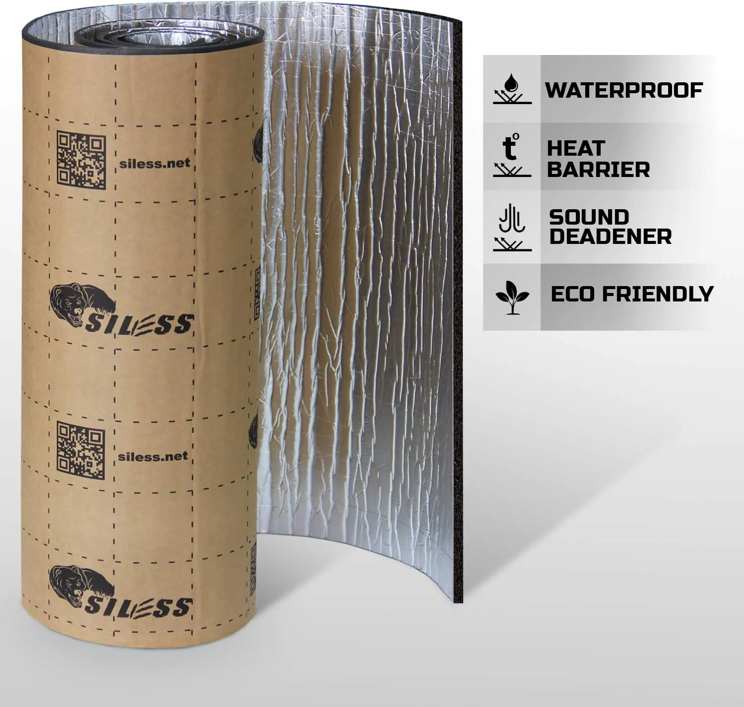 Siless Liner 157 mil (4 mm) 36 sqft Aluminum Foil Finish Car Sound Deadening & Heat Insulation Closed Cell Foam - PE Foam Sound Deadener