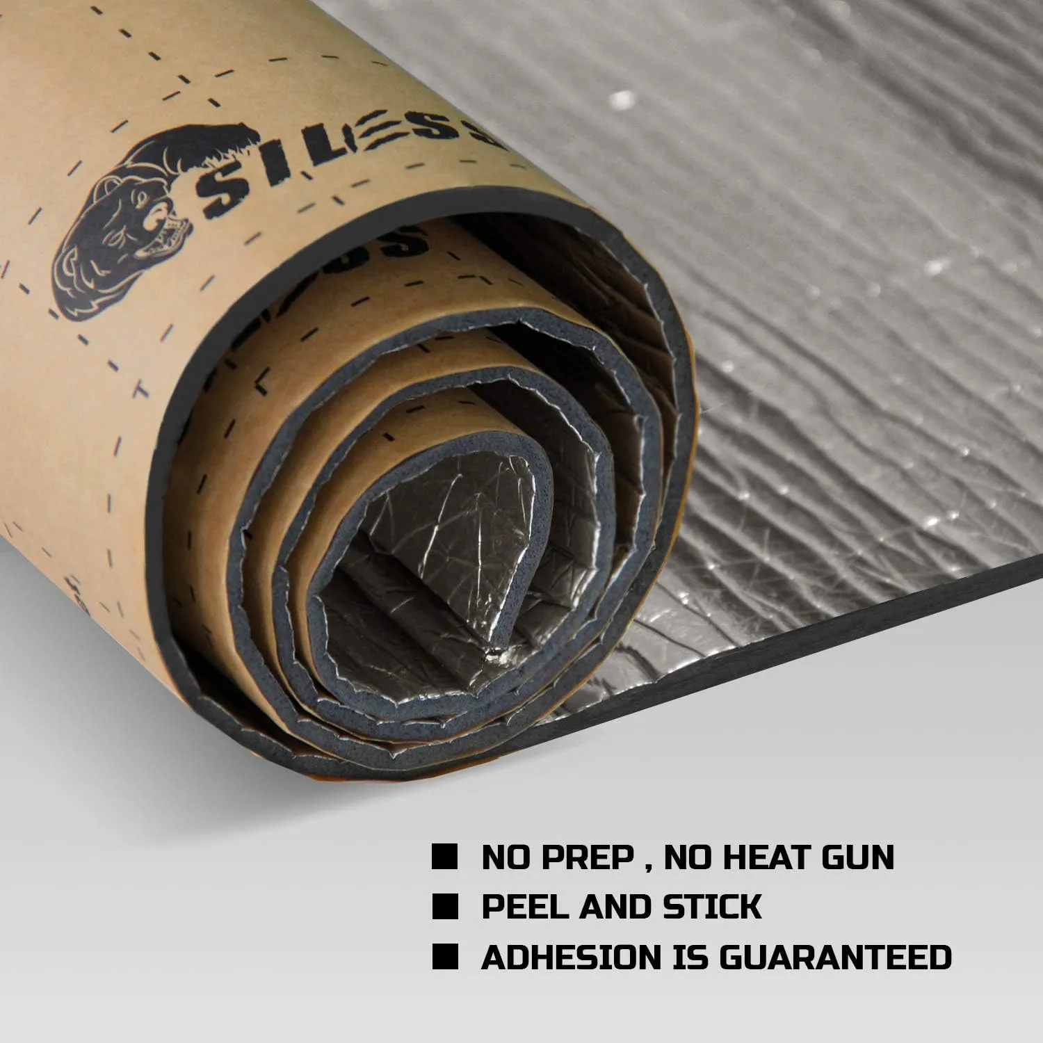 Siless Liner 157 mil (4 mm) 36 sqft Aluminum Foil Finish Car Sound Deadening & Heat Insulation Closed Cell Foam - PE Foam Sound Deadener
