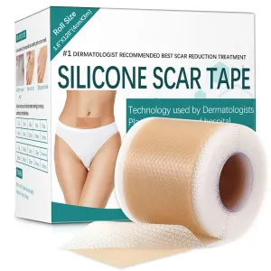 Silicone Scar Sheets, Silicone Scar Tape(1.6” x 120” Roll-3M), Scar Removal Away Strips for Surgical Scars, Keloid, C-Section, Burn et