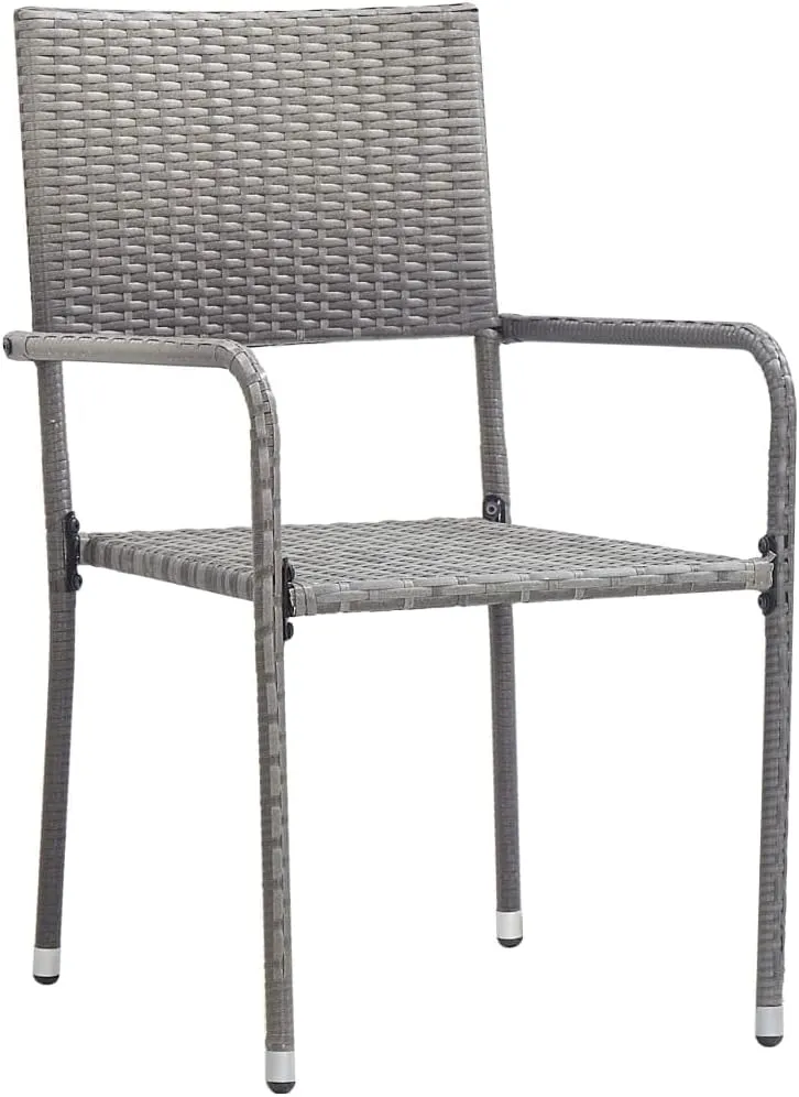 Sillas De Comedor Dining Chairs Camping Chairs Dining Room Chairs - Patio Dining Chairs 4 pcs Stackable Gray Poly Rattan for Terrace Park Campsites Beaches