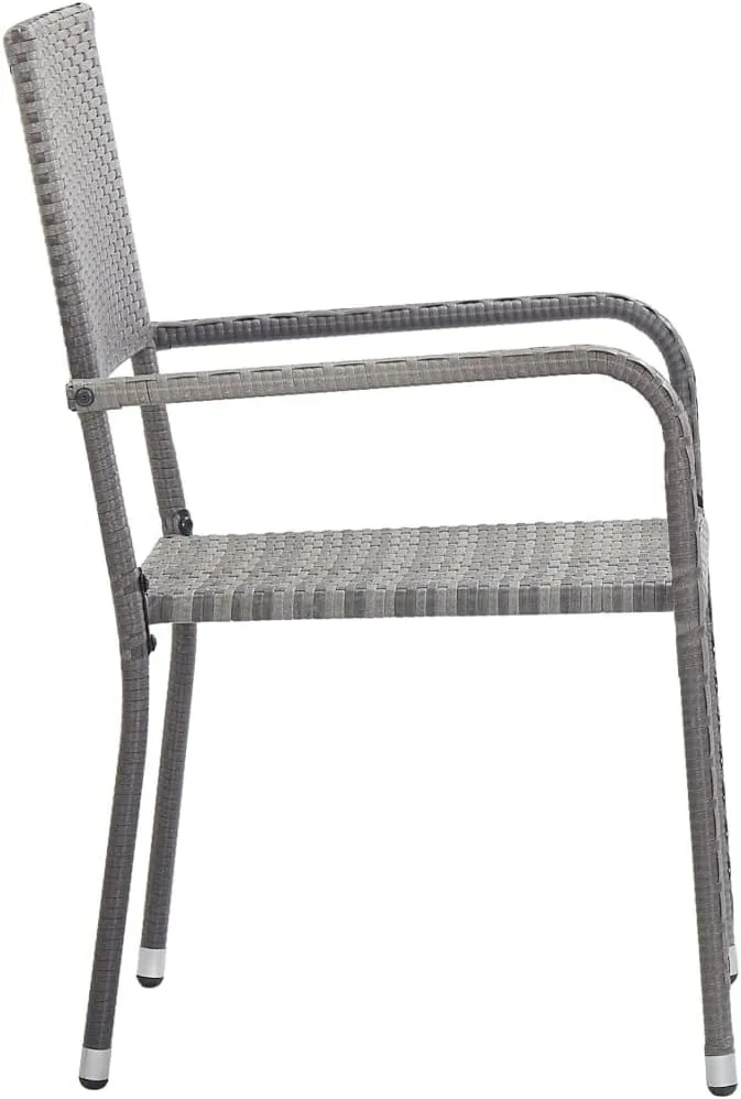 Sillas De Comedor Dining Chairs Camping Chairs Dining Room Chairs - Patio Dining Chairs 4 pcs Stackable Gray Poly Rattan for Terrace Park Campsites Beaches