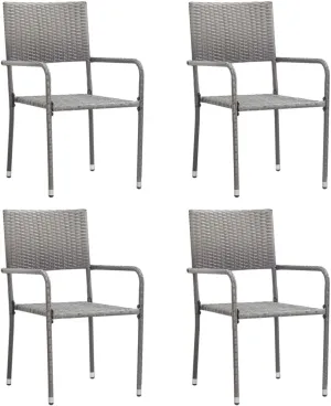 Sillas De Comedor Dining Chairs Camping Chairs Dining Room Chairs - Patio Dining Chairs 4 pcs Stackable Gray Poly Rattan for Terrace Park Campsites Beaches