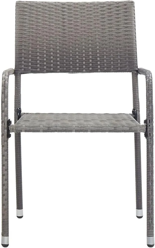 Sillas De Comedor Dining Chairs Camping Chairs Dining Room Chairs - Patio Dining Chairs 4 pcs Stackable Gray Poly Rattan for Terrace Park Campsites Beaches