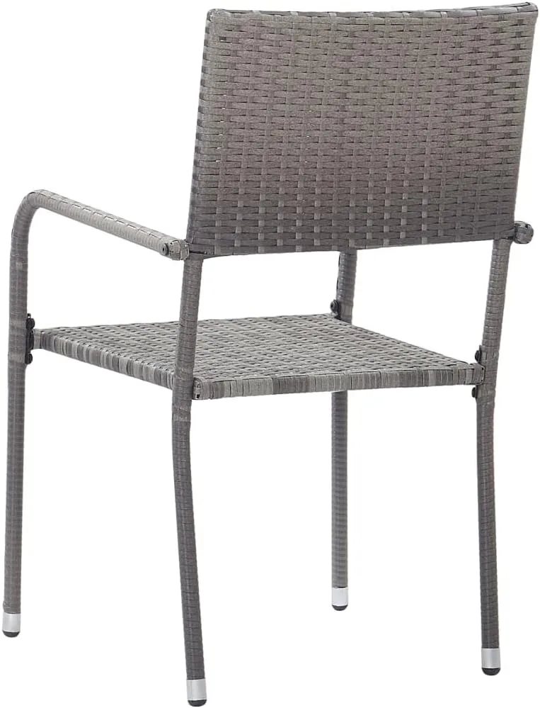 Sillas De Comedor Dining Chairs Camping Chairs Dining Room Chairs - Patio Dining Chairs 4 pcs Stackable Gray Poly Rattan for Terrace Park Campsites Beaches