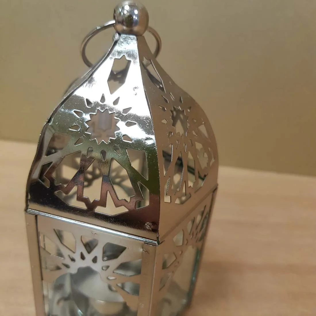 Silver Mini Lantern Moroccan Inspired  (approx. 7x15cm)