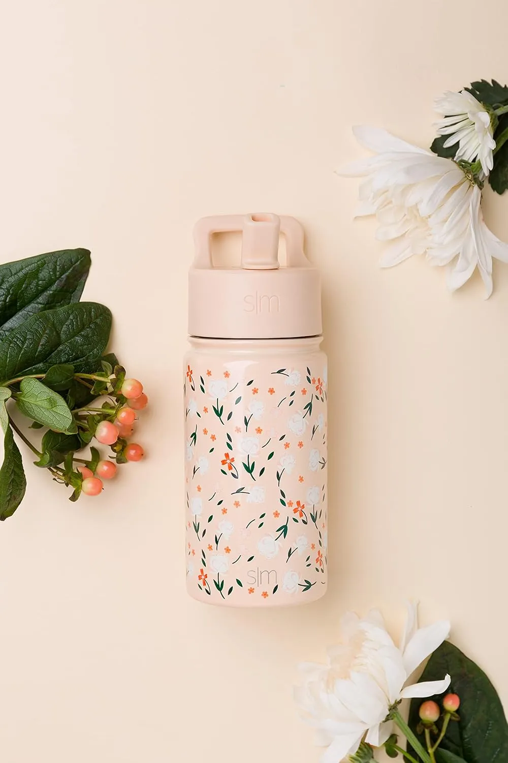 Simple Modern Kids Summit Water Bottle with Straw Lid | 14oz Stainless Steel Cup Insulated Tumbler for Toddlers, School | Chloe Floral