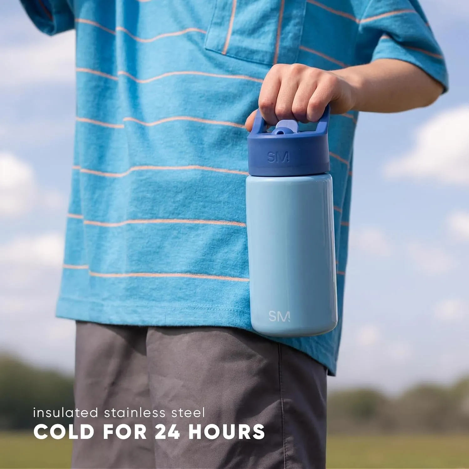 Simple Modern Kids Summit Water Bottle with Straw Lid | Disney Stitch 14oz Stainless Steel Cup Insulated Tumbler for Girls, Boys, School | Tropical Stitch