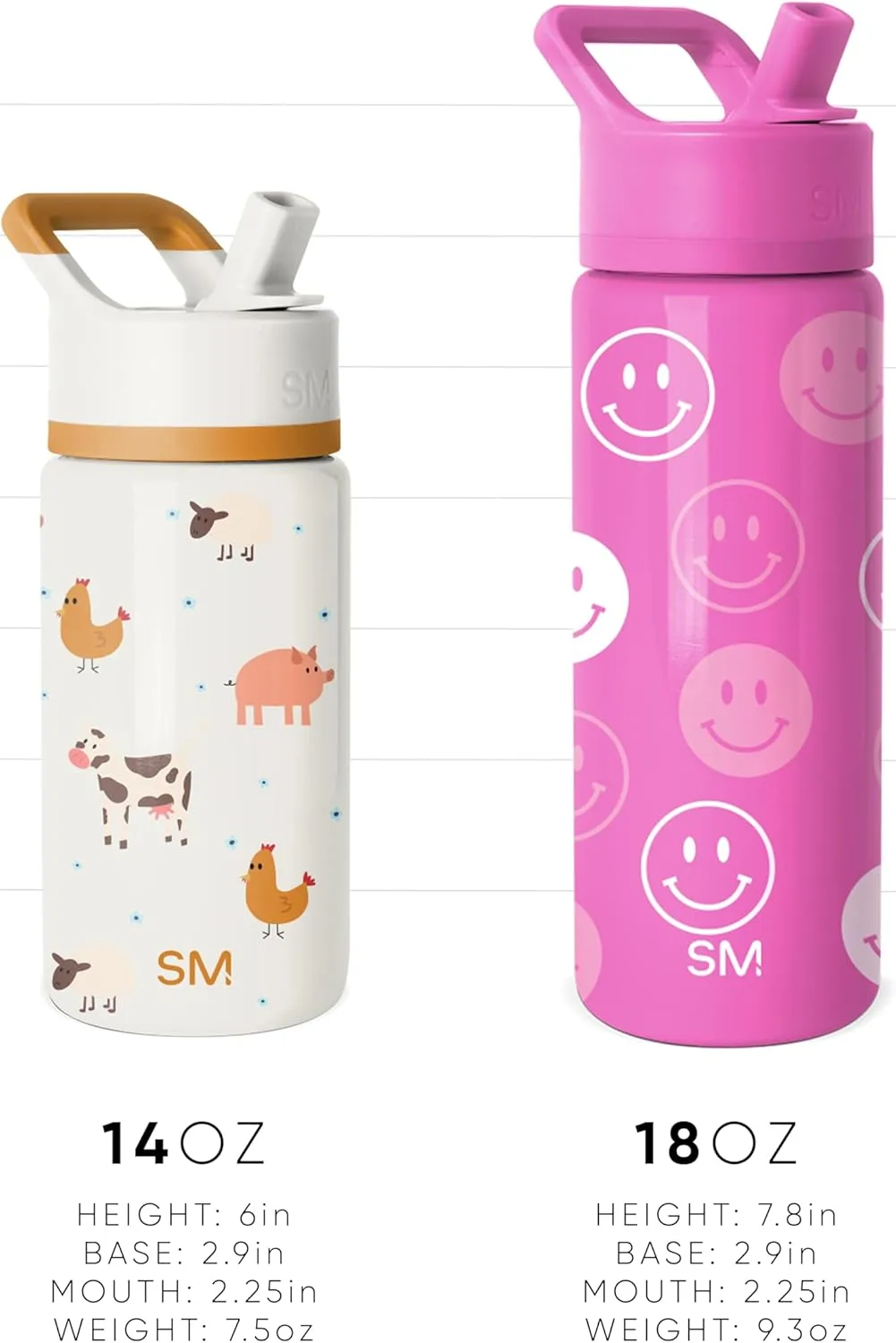 Simple Modern Kids Summit Water Bottle with Straw Lid | Disney Stitch 14oz Stainless Steel Cup Insulated Tumbler for Girls, Boys, School | Tropical Stitch