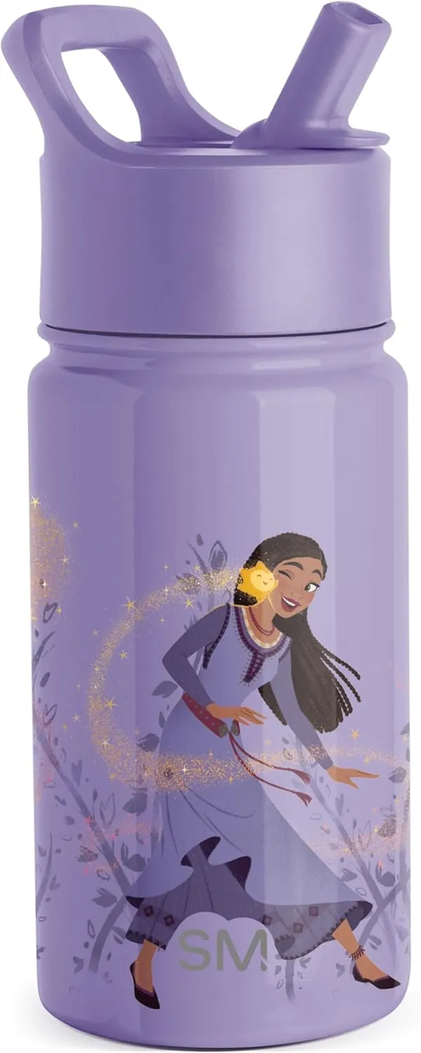 Simple Modern Kids Summit Water Bottle with Straw Lid | Disney Wish 14oz Stainless Steel Cup Insulated Tumbler for Girls, School | Asha's Adventure