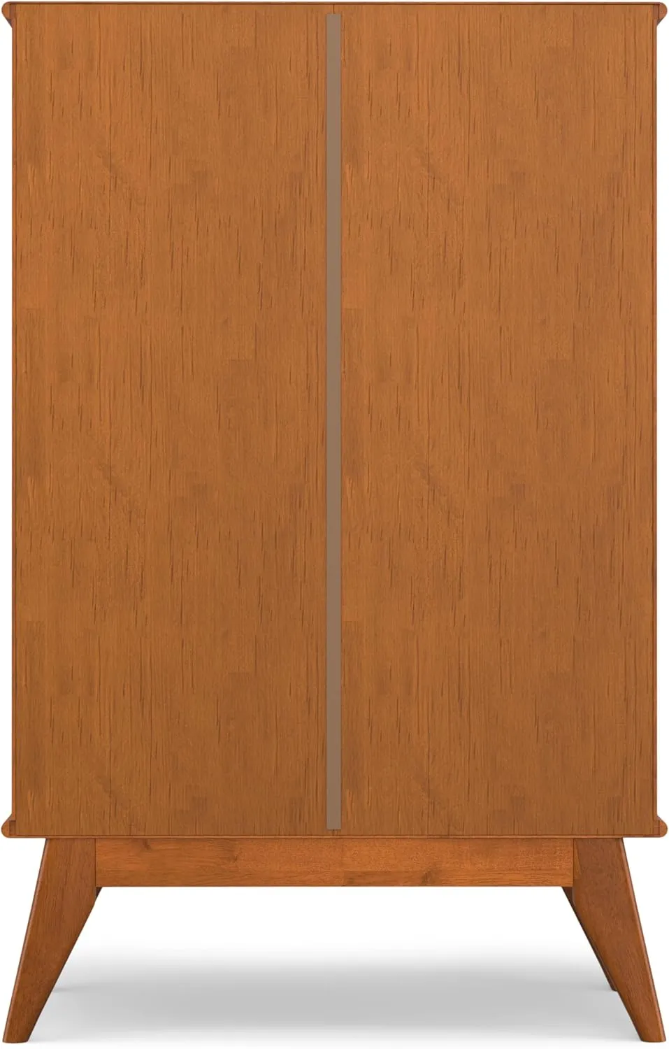 SIMPLIHOME Draper Bar Cabinet - 32 inch Wide Solid Hardwood Beverage Cabinet in Teak Brown, Mid-Century Modern Wine Storage for Dining Room or Kitchen with Drop-Down Shelf and Stemware Rack