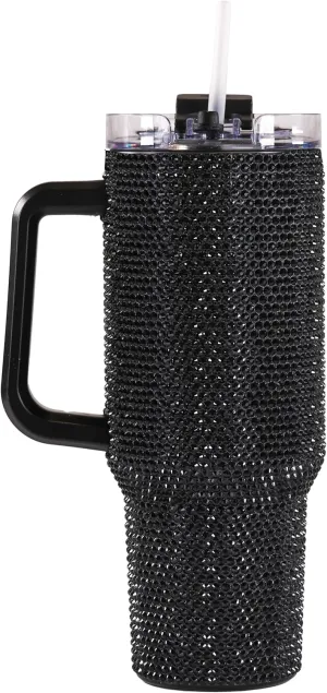 Simply Southern | 40 oz Tumbler with Straw and Lid | Insulated Cup Reusable Stainless Steel Water Bottle Travel Mug Cupholder Friendly | Gifts for Women (Sequined -BLACK)