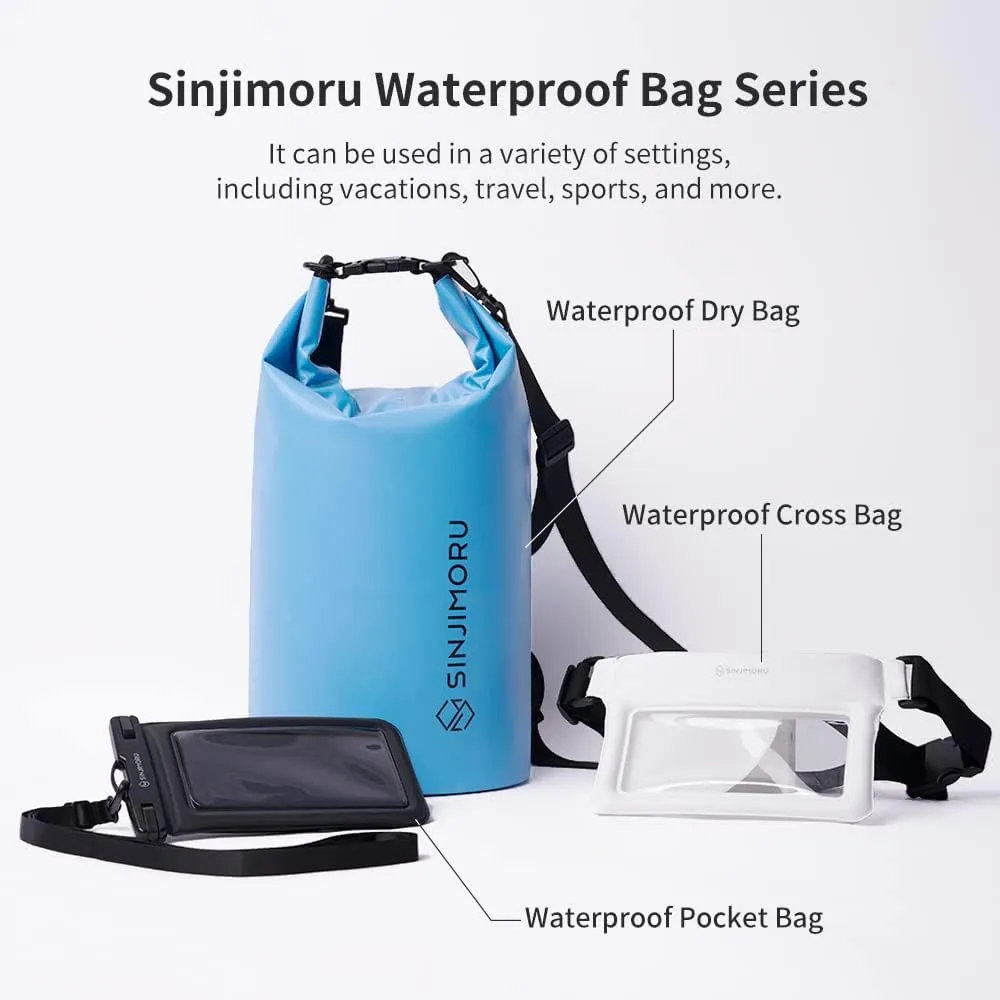 Sinjimoru Lightweight Multifunctional Waterproof Boat Bag, 3 Style Water Beach Backpack 15L for Travel Kayaking Boating Camping Fishing, Vacation Essentials Accessories. Waterproof Dry Bag Blue