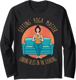 Sitting Yoga Master Couch Surfing Laziness Lazy Sofa Surfer Long Sleeve T-Shirt