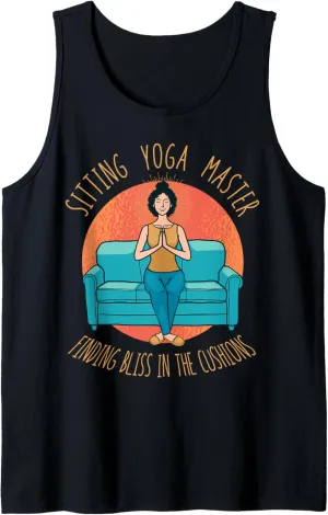 Sitting Yoga Master Couch Surfing Laziness Lazy Sofa Surfer Tank Top