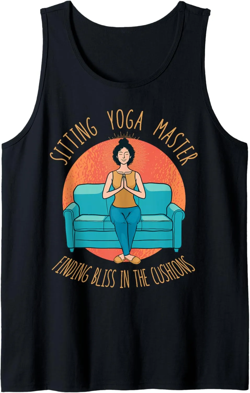 Sitting Yoga Master Couch Surfing Laziness Lazy Sofa Surfer Tank Top