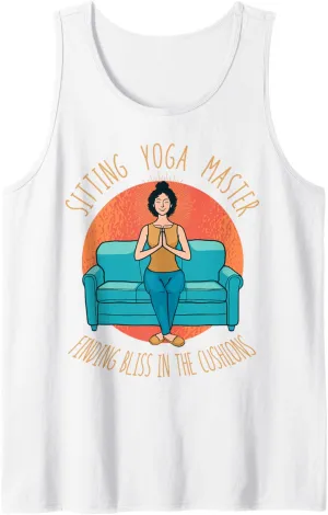 Sitting Yoga Master Couch Surfing Laziness Lazy Sofa Surfer Tank Top