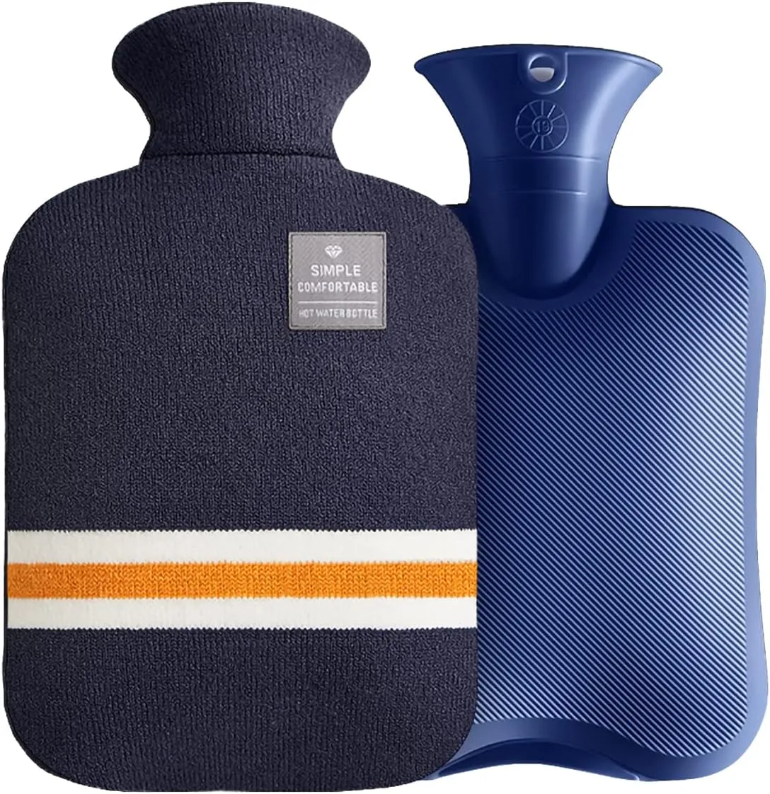 Small Cute Hot Water Bottle with Cover, 1L Hot Water Bag for Children, Hot and Cold Compress, Hand Feet Warmer, Neck and Shoulder Pain Relief