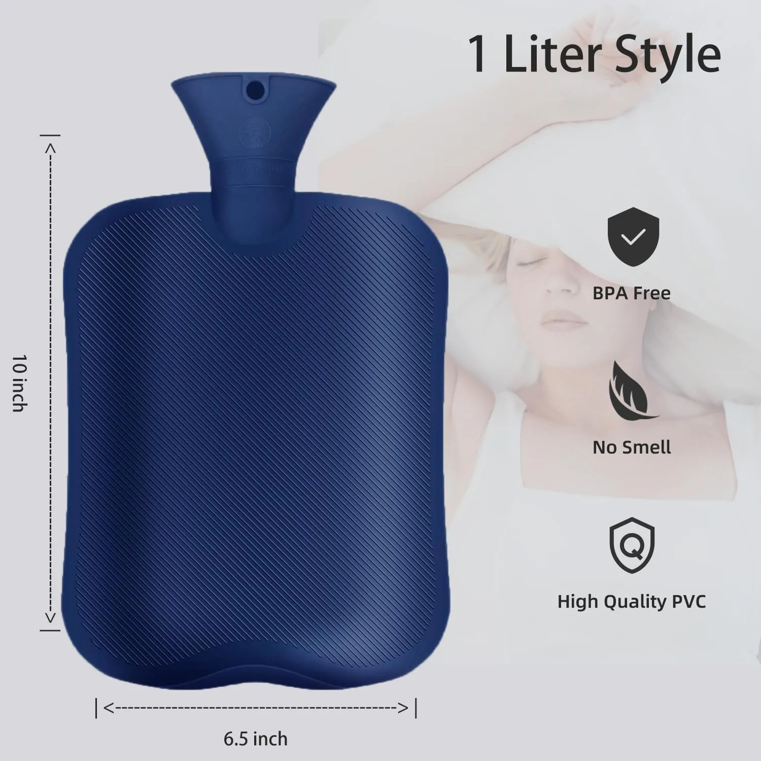 Small Cute Hot Water Bottle with Cover, 1L Hot Water Bag for Children, Hot and Cold Compress, Hand Feet Warmer, Neck and Shoulder Pain Relief