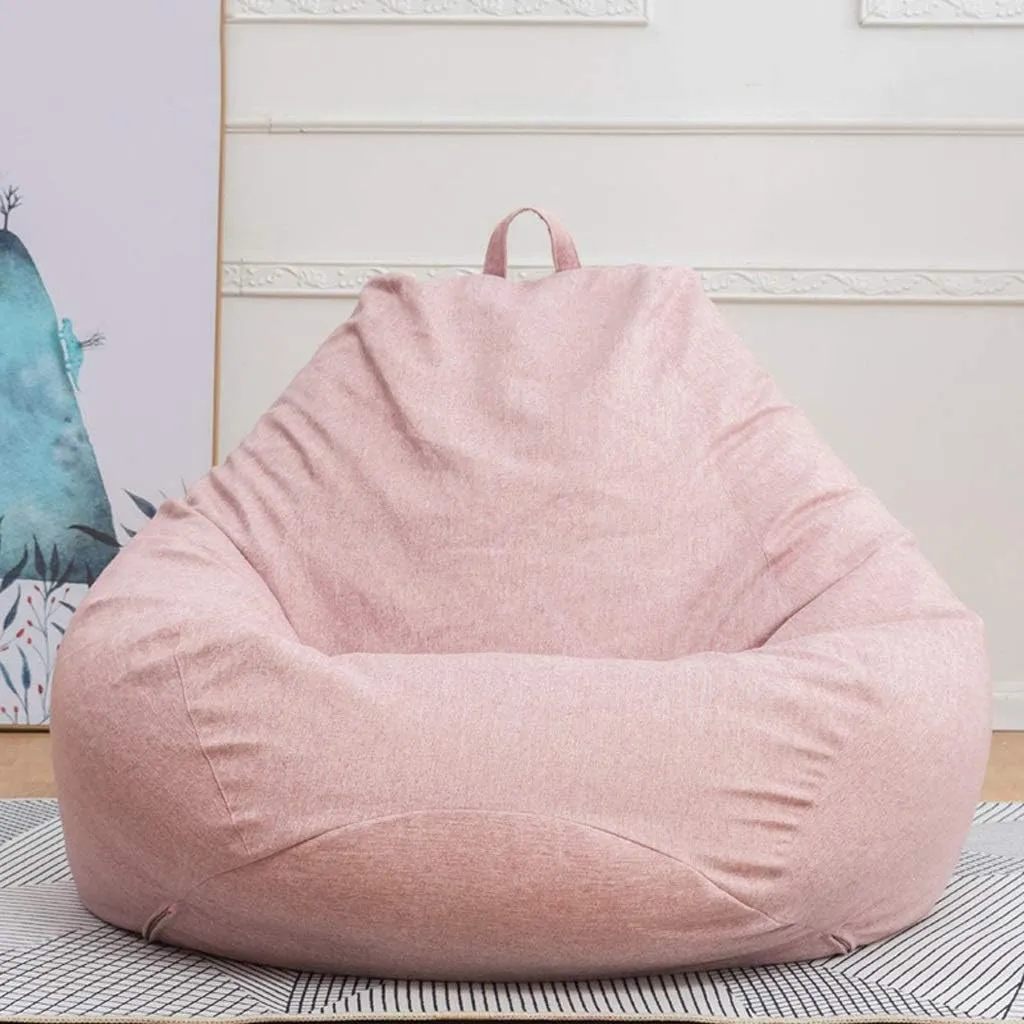 Sofa-Cover Large Small Lazy Bean Bag Sofa Chairs Cover Without Filler Linen Cloth Lounger Seat Bean Bag(Black-JoJo's Bizarre Adventure1,XL)