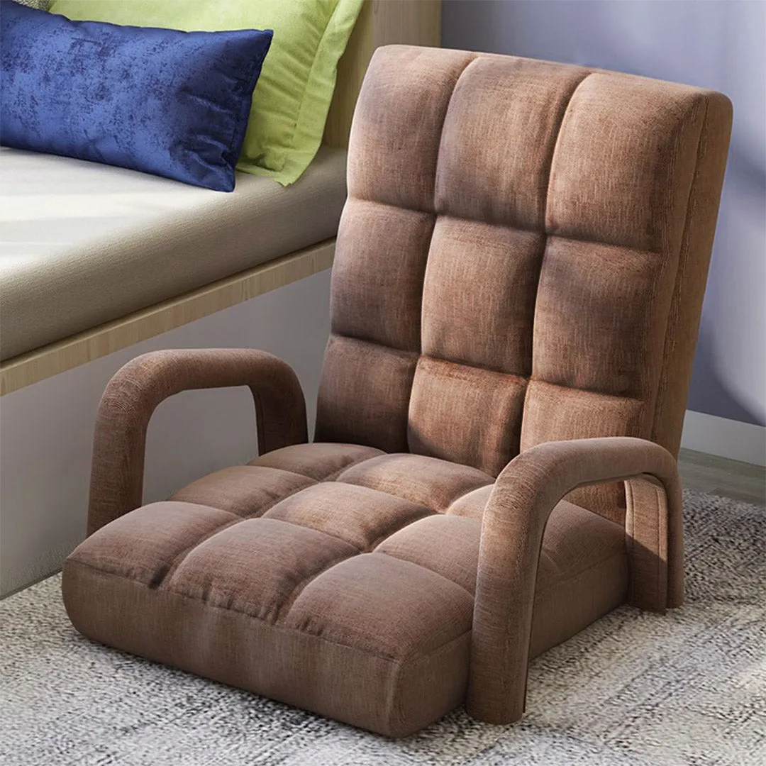 SOGA 4X Foldable Lounge Cushion Adjustable Floor Lazy Recliner Chair with Armrest Coffee