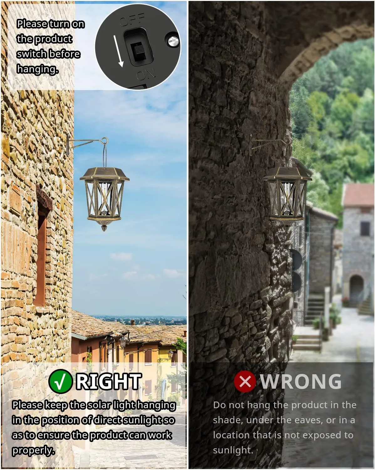 Solar Lantern Outdoor Waterproof, Metal Solar Lights Outdoor with Clear Glass, LED Solar Powered Lights Wall Mount for Yard Garden Wall Outdoor, Bronze - 2 Pack