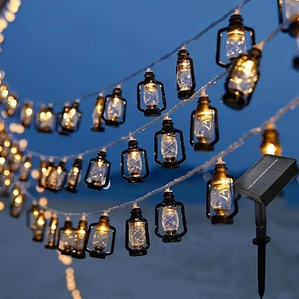 Solar-Powered Antique Lantern Fairy Lights, 7.2M
