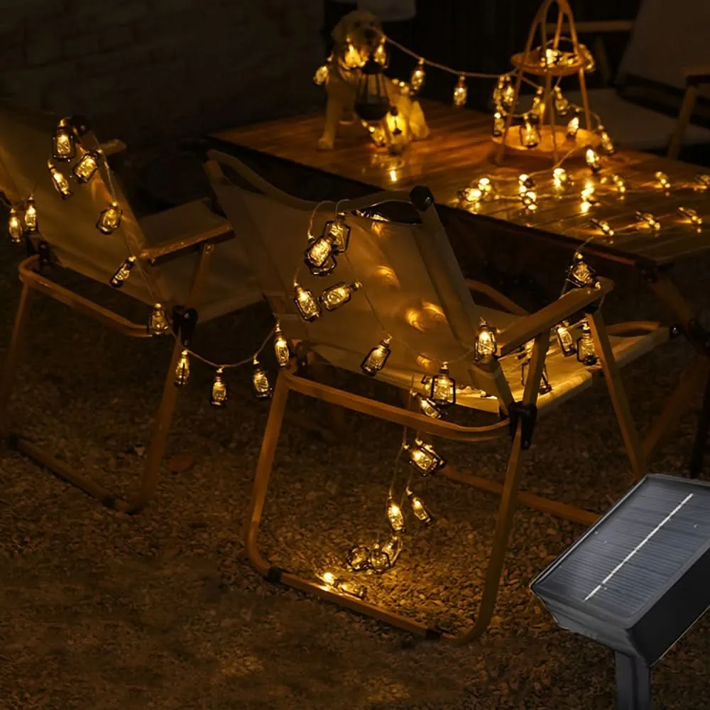 Solar-Powered Antique Lantern Fairy Lights, 7.2M