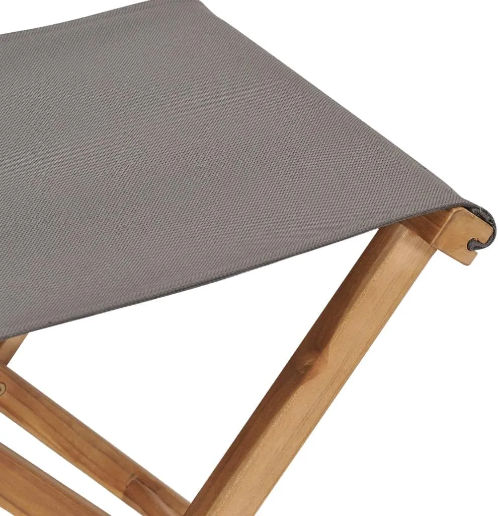 Solid Teak Wood Folding Chairs with Dark Gray Fabric Seat Set of 2 Foldable Outdoor Patio Furniture for Garden Beach Camping and Lounge Use