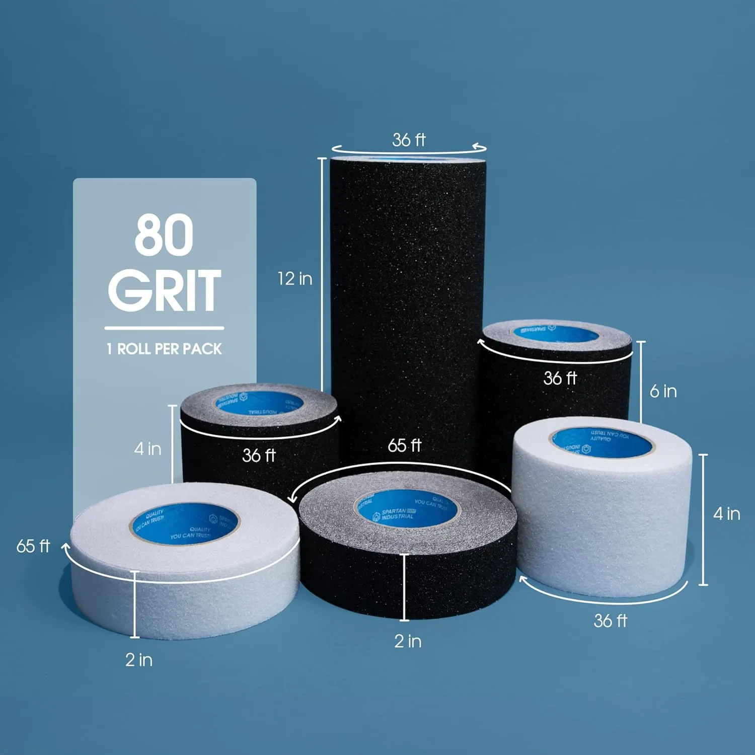 SPARTAN INDUSTRIAL - 4" X 36' Frosted Anti-Slip Tape Roll - Non-Skid Tape for Outdoor Steps, Tubs, Boats, and More Surfaces