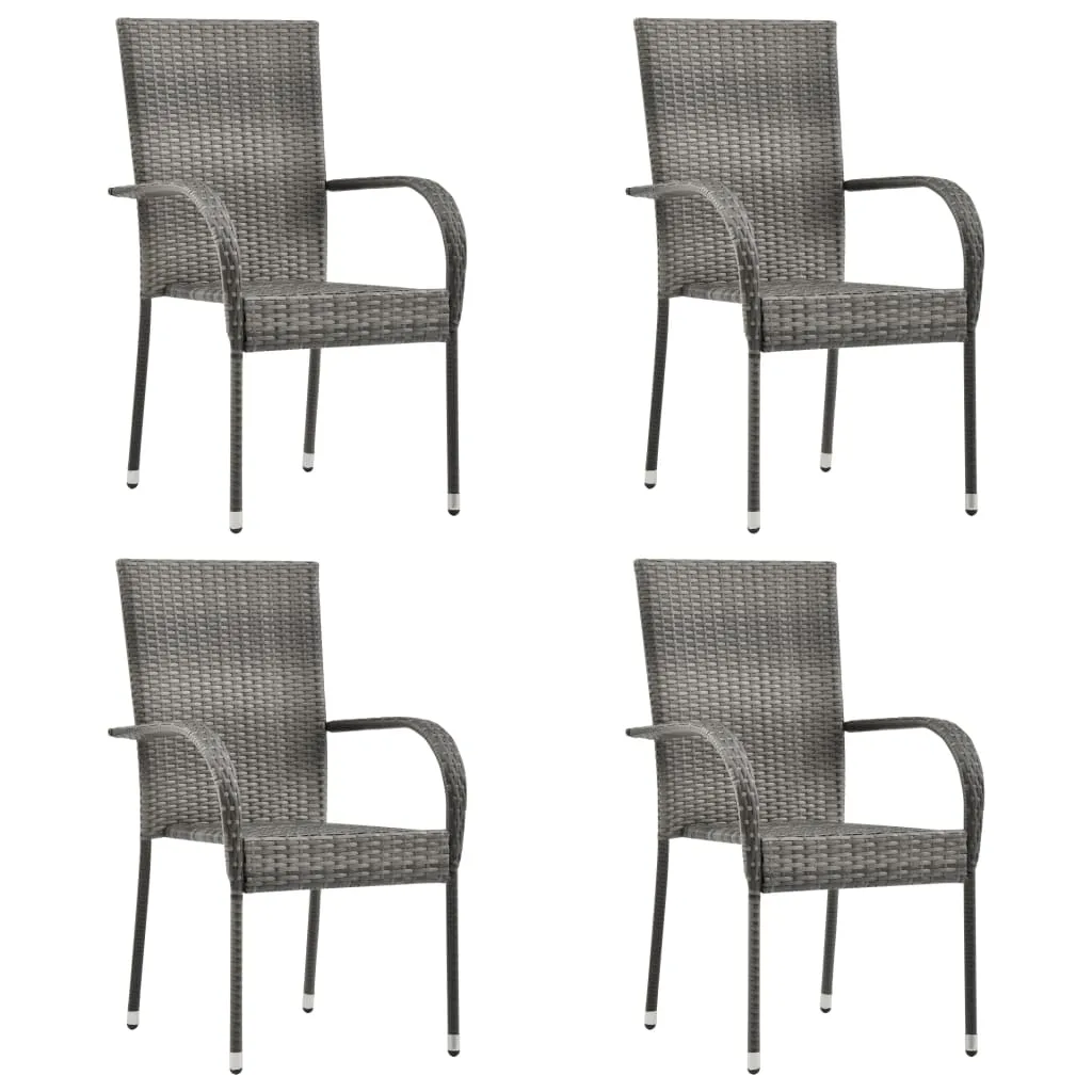 Stackable Patio Chairs Outdoor Wicker Patio Dining Chair Poly Rattan