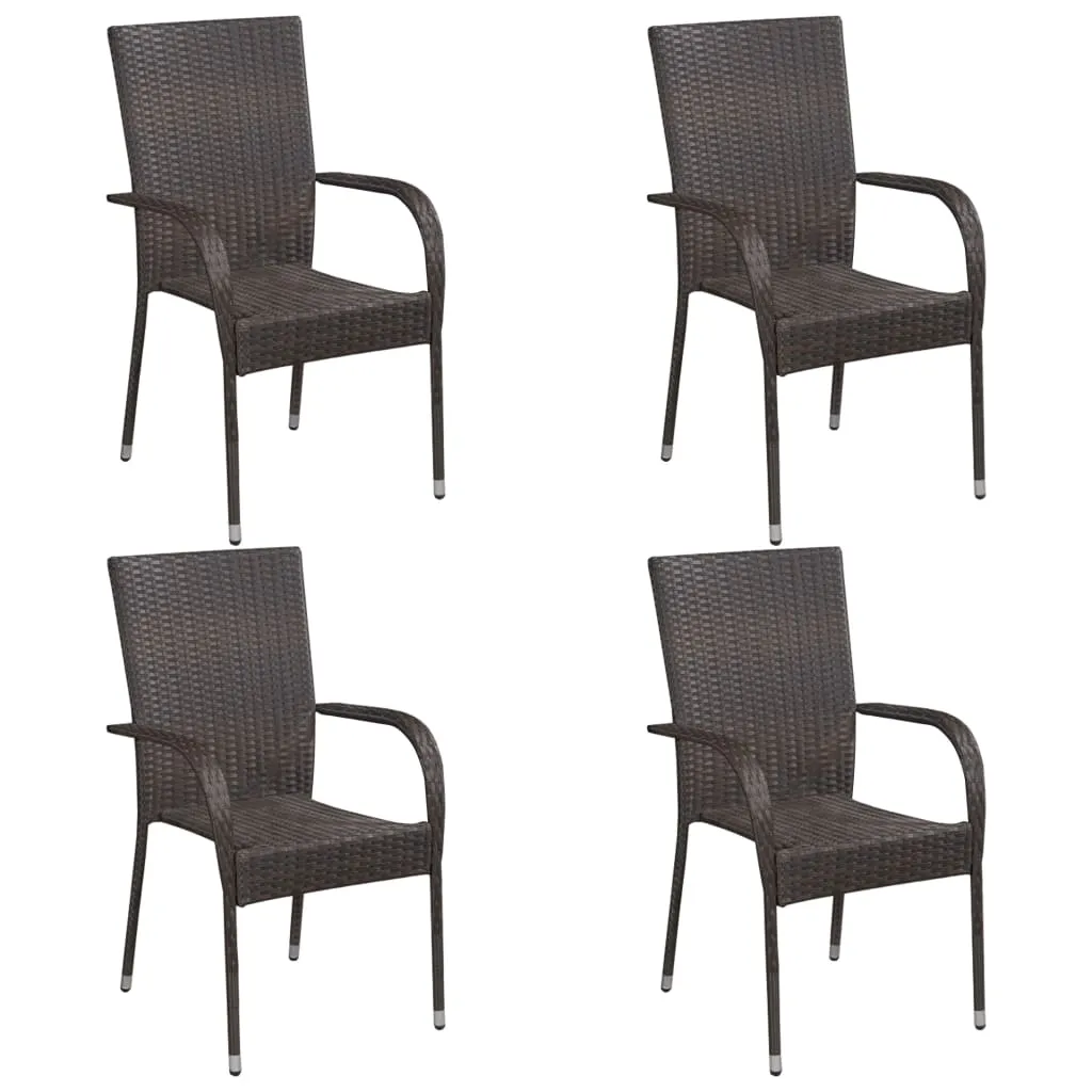 Stackable Patio Chairs Outdoor Wicker Patio Dining Chair Poly Rattan