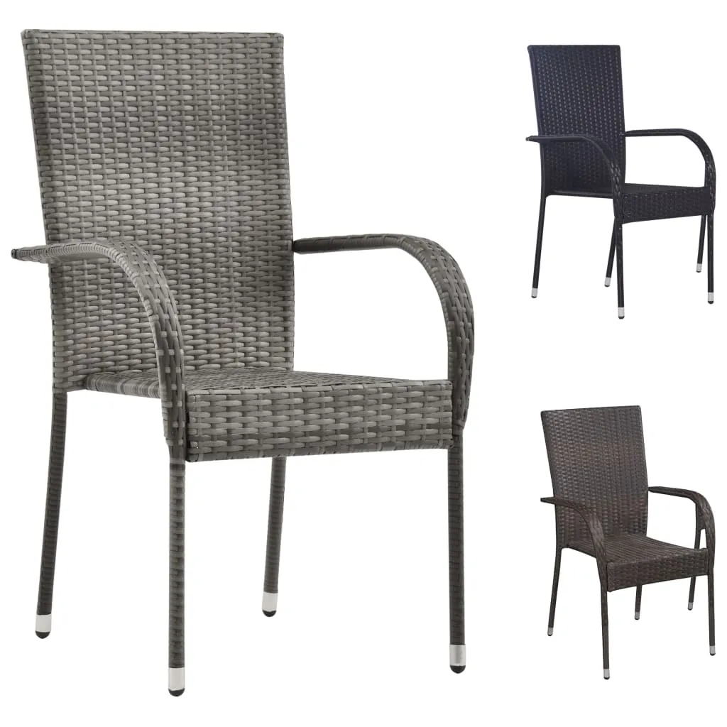Stackable Patio Chairs Outdoor Wicker Patio Dining Chair Poly Rattan