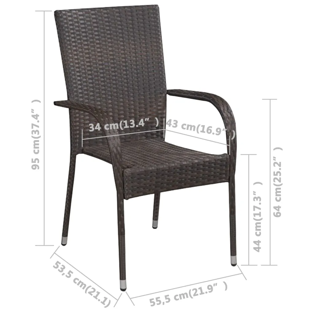 Stackable Patio Chairs Outdoor Wicker Patio Dining Chair Poly Rattan