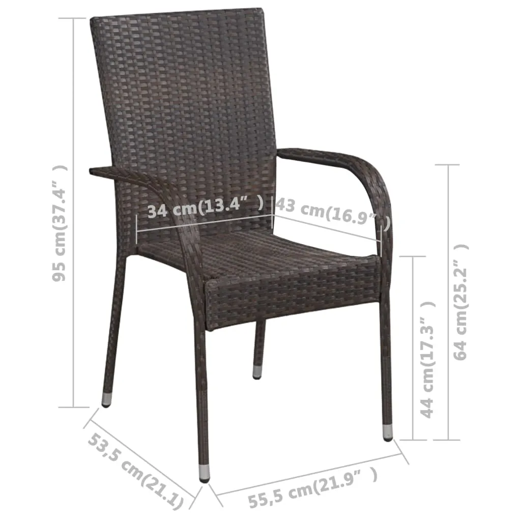 Stackable Patio Chairs Outdoor Wicker Patio Dining Chair Poly Rattan