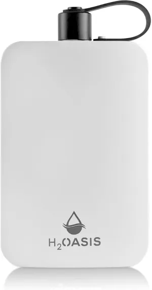 Stainless Steel Hip Flask for Men - Funnel Bottles Compact Metal Whiskey Flask for Liquor Insulated - Fits In Purse, Ideal for Travel, Office, Daily Hydration 17oz (White)