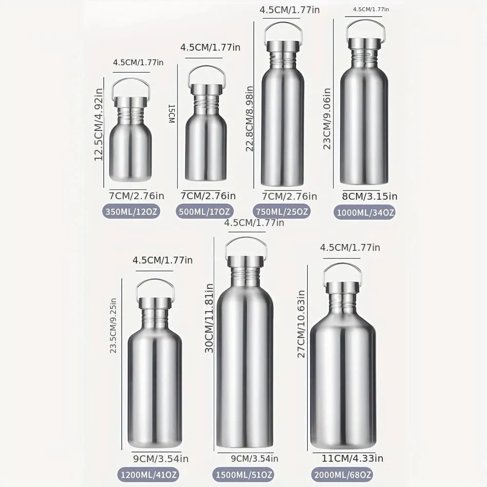 Stainless Steel Water Bottle Single Wall Metal Bottle Large Camping Water Cup with Handle Wide Mouth Leak Proof Lightweight Sports Kettle Cup (51 oz)