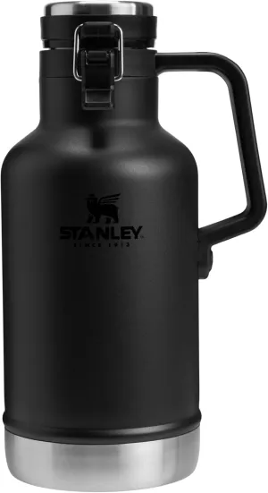 Stanley Classic Easy-Pour Growler 64 oz | Keeps Beer Cold or Coffee Hot | Leakproof Steel Lined Lid and Easy to Carry Handle | Insulated Stainless Steel | BPA-Free | Black 2.0