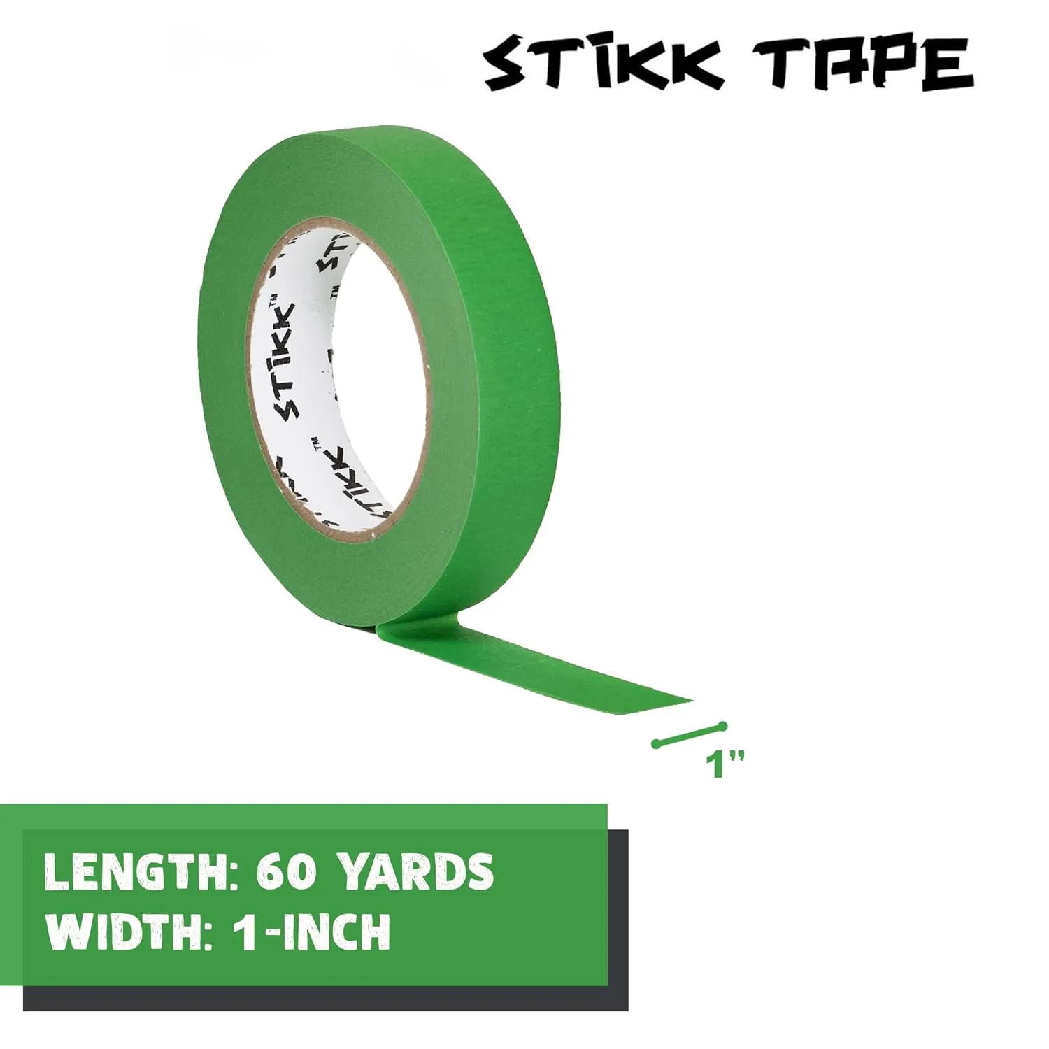 STIKK Painters Tape - 36 Roll Case Green Painter Tape - 1 inch x 60 Yards - Paint Tape for Painting, Edges, Trim, Ceilings - Masking Tape for DIY Paint Projects - Residue-Free Painting Tape