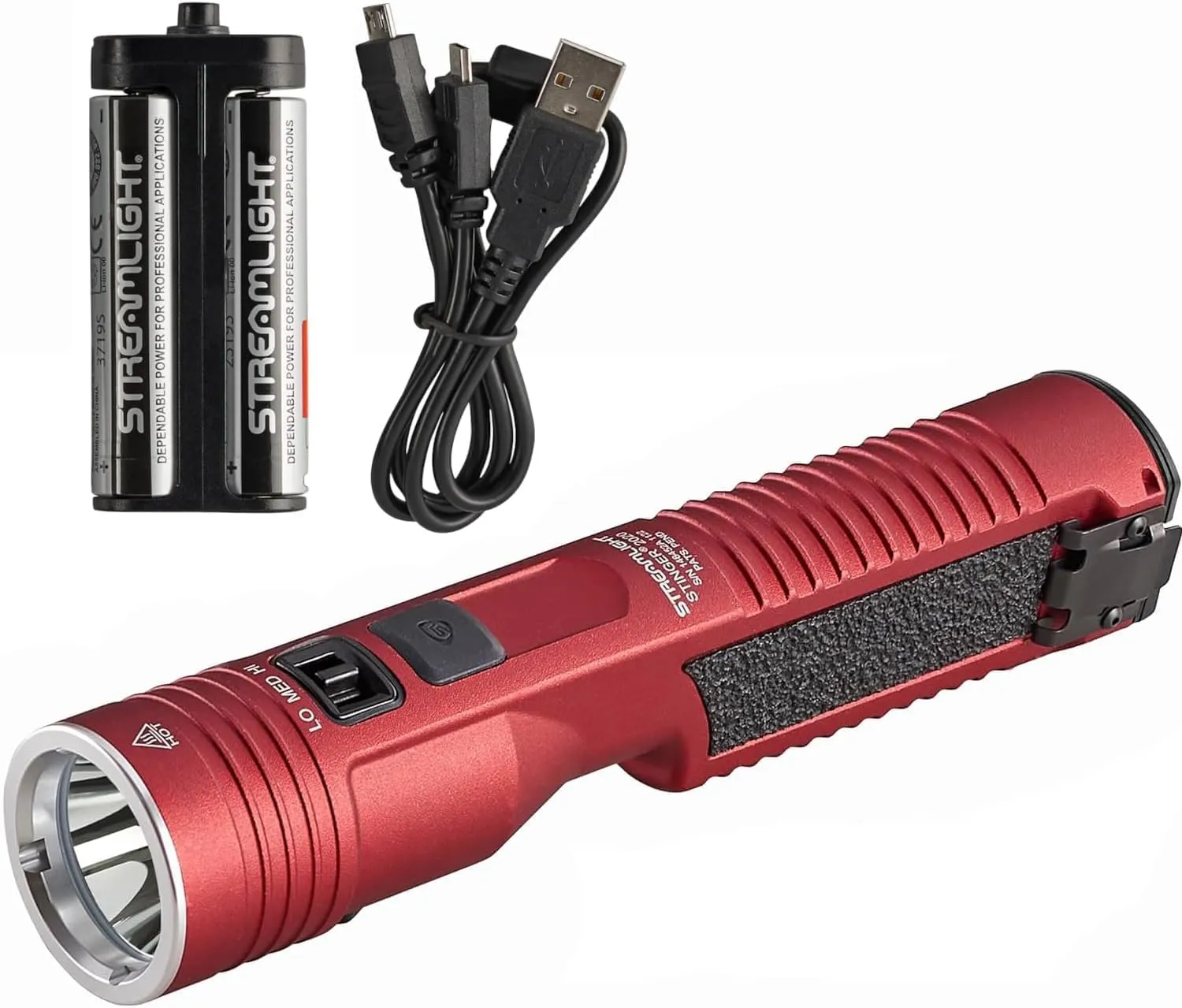 Streamlight 78120 Stinger 2020 2000-Lumen Rechargeable Professional Flashlight with Y USB Cord and Without Charger, Red