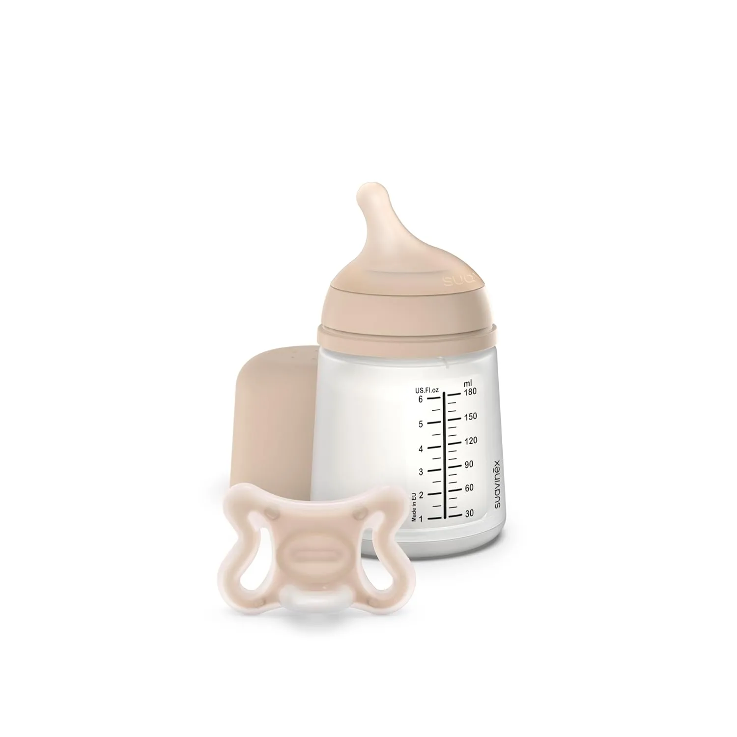 Suavinex Zero Zero Newborn Starter Set Small Anti Colic Baby Bottle   Pacifier, No 1 Spanish Baby Bottle Brand, Minimizes Bottle Rejection & Nipple Confusion, Adaptable Flow - Light