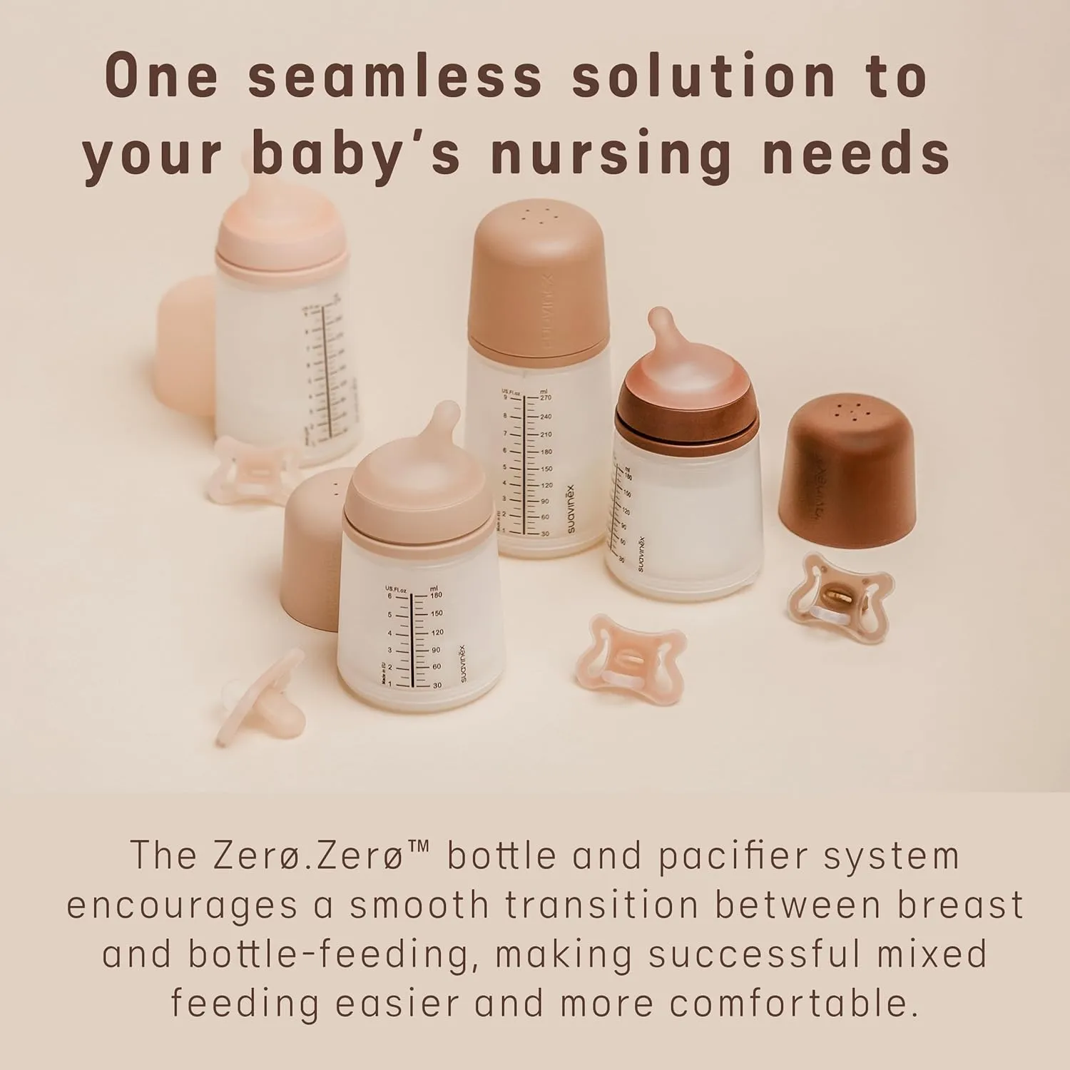 Suavinex Zero Zero Newborn Starter Set Small Anti Colic Baby Bottle   Pacifier, No 1 Spanish Baby Bottle Brand, Minimizes Bottle Rejection & Nipple Confusion, Adaptable Flow - Light