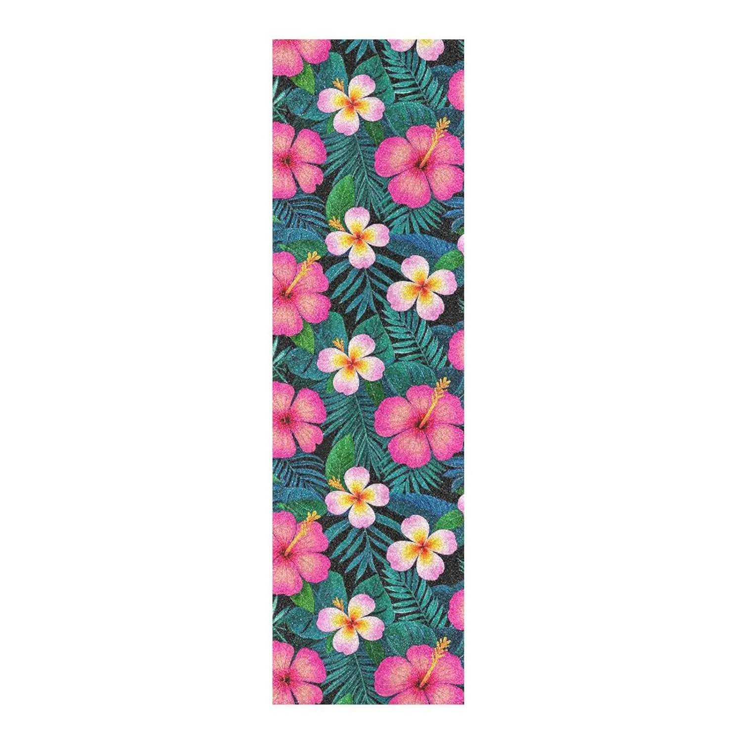 Summer Plumeria Hibiscus Palm Leaf Skateboard Grip Tape Non Slip pro Scooter Grip Tape Waterproof Grip Tape Cruiser 33×9 Inch
