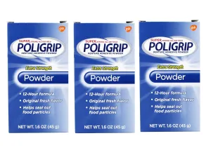 Super POLIGRIP Extra Strength Denture Adhesive Powder 1.60 oz (Pack of 3) by Super Poli-Grip