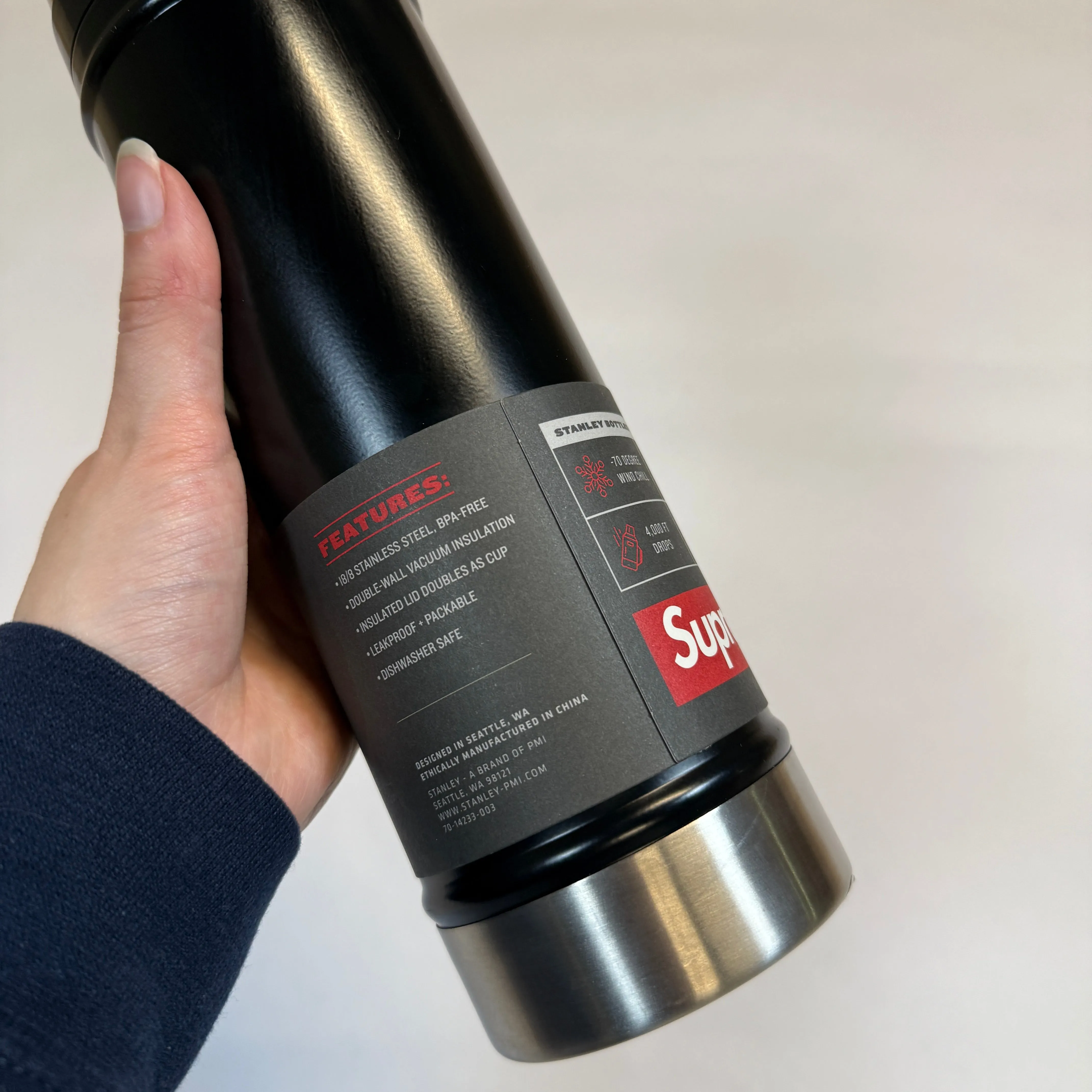 Supreme Stanley 20 oz. Vacuum Insulated Bottle Black