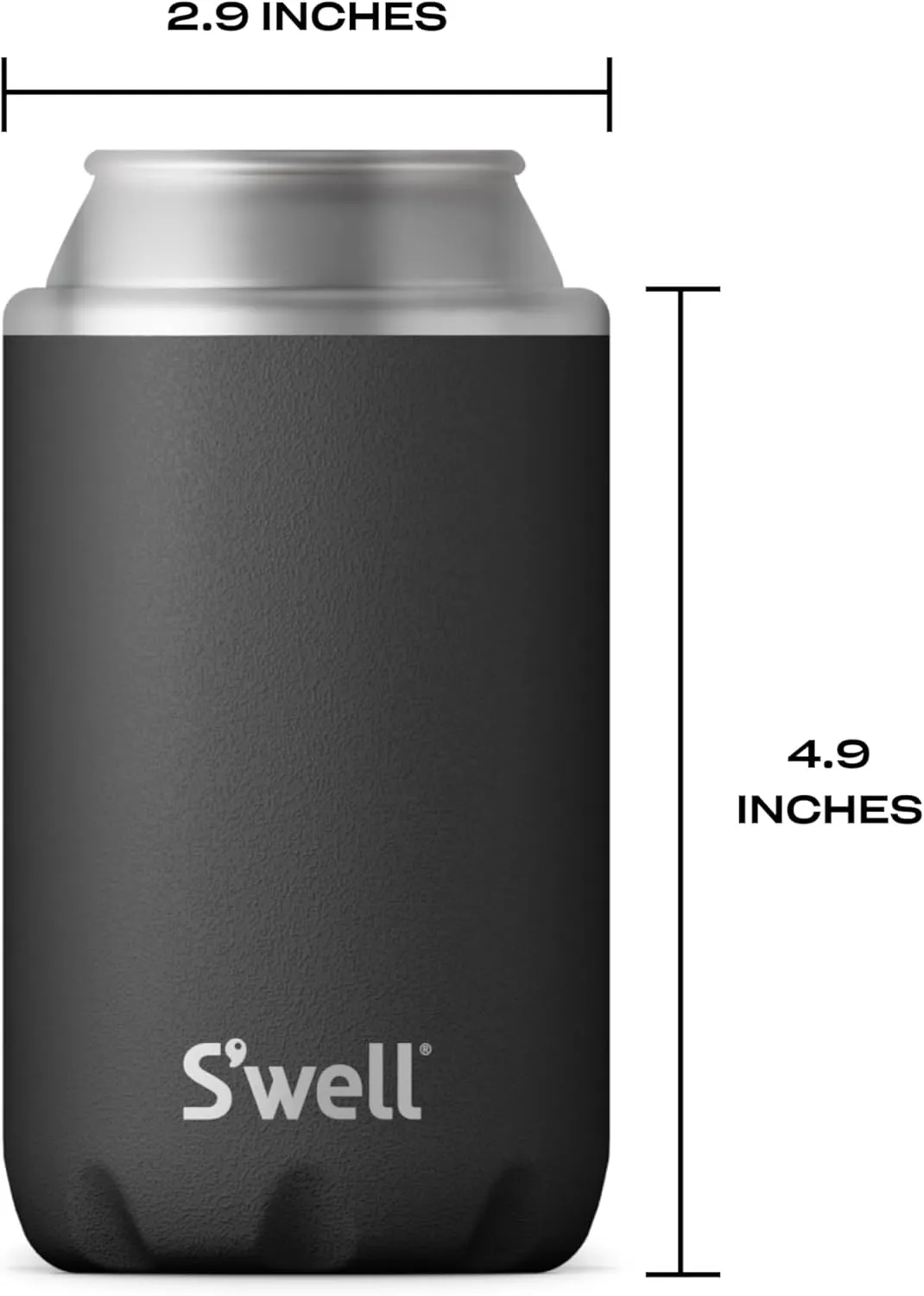 S'well Stainless Steel Drink Chiller, Fits 12oz Cans and Bottles, Onyx, Triple Layered Vacuum Insulated Container Keeps Drinks Cold for Up To 6 Hours, BPA Free
