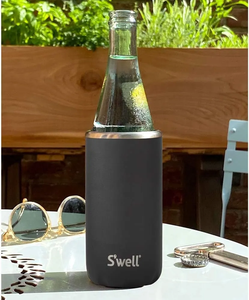 S'well Stainless Steel Drink Chiller, Fits 12oz Cans and Bottles, Onyx, Triple Layered Vacuum Insulated Container Keeps Drinks Cold for Up To 6 Hours, BPA Free