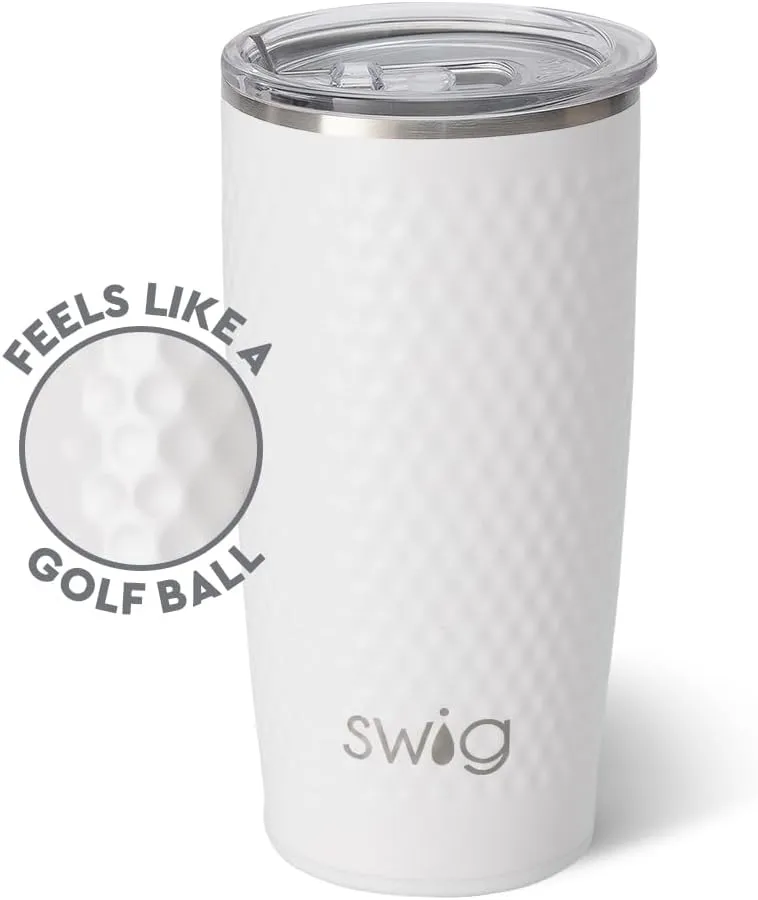 Swig Life 22oz Triple Insulated Highball Tumbler with Lid, Dishwasher Safe, Double Wall, and Vacuum Sealed Travel Coffee Mug Tumbler in Golf Ball with Golf Ball Textured Frame
