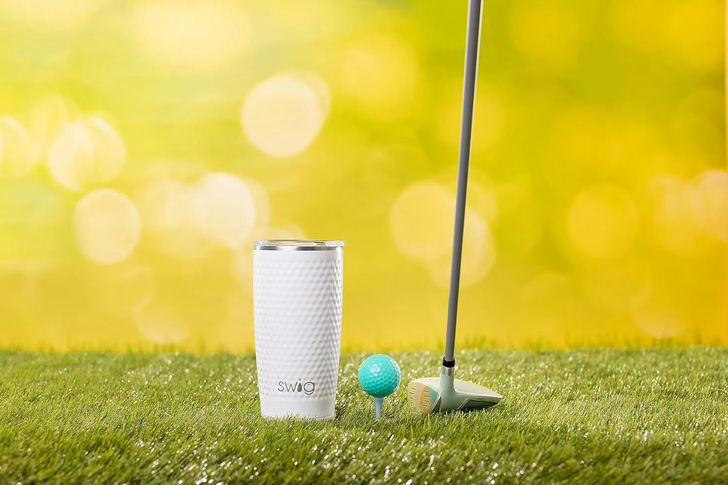 Swig Life 22oz Triple Insulated Highball Tumbler with Lid, Dishwasher Safe, Double Wall, and Vacuum Sealed Travel Coffee Mug Tumbler in Golf Ball with Golf Ball Textured Frame